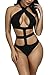 Viottis Women's Bandage Criss Cross One Piece Monokini Swimsuit 1Black S