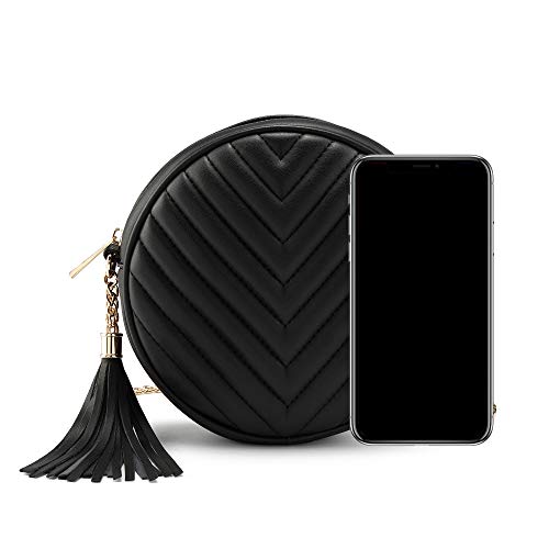 Ayliss Women Crossbody Shoulder Bag Circle Tassel Purse Clutch Evening Small PU leather Handbag Fashion Wallet With Chain4
