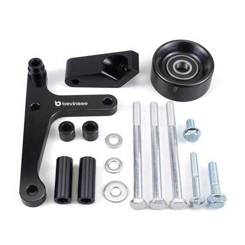 Bevinsee LS Truck Low Mount Alternator Bracket W/Pulley & Rear Brace for LSX Swap Compatible with Chevrolet Silverado