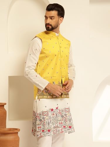 Image of SOJANYA (Since 1958 Men's Silk Blend Exquisite Daman Embroidered Nehru Jacket
