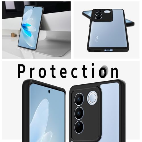 Image of KAPAVER Hybrid Series Back Cover Case Compatible with Vivo V27 / V27 Pro (PC+TPU) (Black)