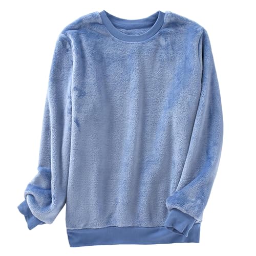 Mens Flannel Pajamas Shirts Casual Fashion Comfy Crewneck Long Sleeve Loose Fit Pullover Fall Winter Loungewear Tops
