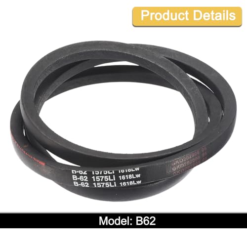Image of uxcell 3 Pack B62 Classic Wrapped V-Belt, 65 inch Outside Circumference Wrapped Industrial Rubber V-Belt B Profile V-Belt for Industrial Machinery Equipment, Black