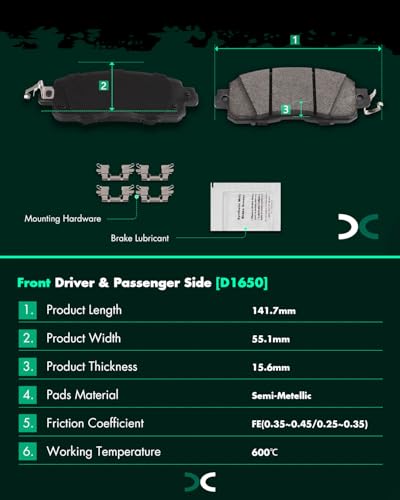 Image of SCITOO D1650 D1415 8PCS Front Semi-Metal Rear Ceramic Brake Pad Sets | Fit For Nissan For Altima 2013-2022,For LEAF 2014-2017