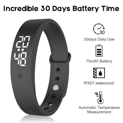 RANJIMA Vibrationswecker Armband, Vibrationsalarm Erinnerung Uhr,Silent Vibrating Alarm Reminder Watch mit Timer und 10 täglichen Alarmen,Trinkerinnerung Alarm Medikamenten Wecker (Schwarz)