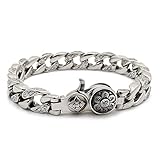 [silver KYASYA]六字真言 ブレスレット メンズ シルバー925 喜平 チェーンブレスレット silver 銀 ユニーク 唐草模様 アラベスク 密教法具 金剛杵 梵字 刻印 マイアミキューバンリンク ギミック搭載 金属アレルギー対応 専用BOX付属