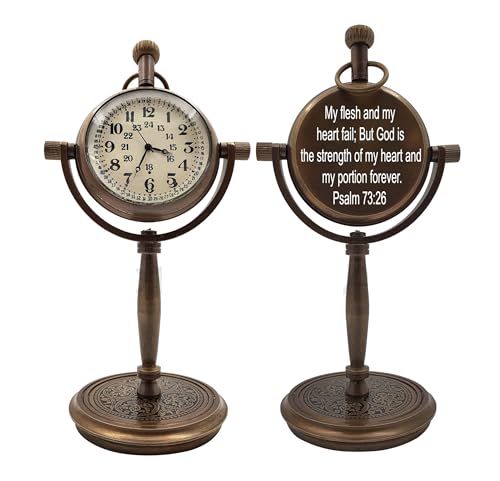 WORLDMART Personalized Antique Desk Clock - Table Watch - Desktop Clock - Brass Table Clock | Romantic Desk Clock - Decorative Vintage Mechanical Clock Lovers Boyfriend/Husband Birthday/Wedding Gifts