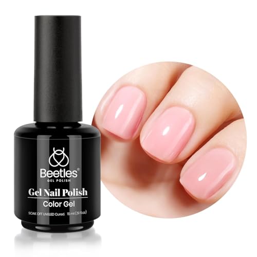 beetles Gel Polish 15ml Nude Pink Jelly Skin Tones Soft Colour Gel Nail Polish Soak Off U V Gel Art Deaign DIY Manicure Decoration Gift for Girls Women