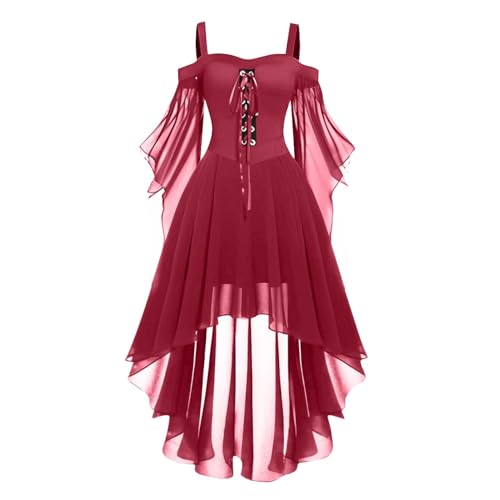 OIOLOYJM Witch Costume Women Sexy Plus Size Renaissance Vampire Gothic Corset Womens Halloween Costumes Woman 2025 Clothes Dresses Deep Red XL
