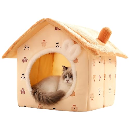 Grotte de lit pour chaton et chien avec nid chaud à coussin doux isolant - 2