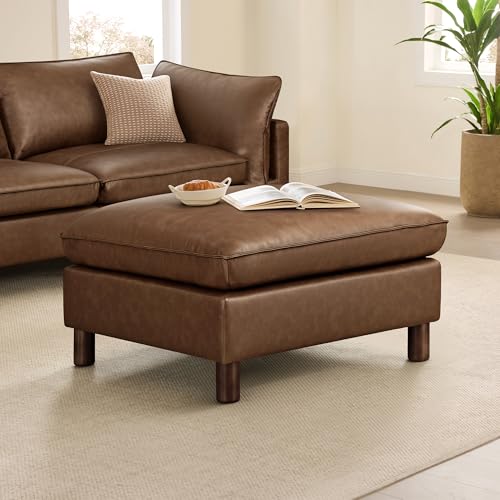 Image of CHITA 161 inch Leather Super Large Sectional Couches for Living Room, Modular Sectional Sofa, Premium Genuine Leather Sofa, Down Filled, High Density Foam, Real Leather in Coffee Brown, 6 Seat U Shaped