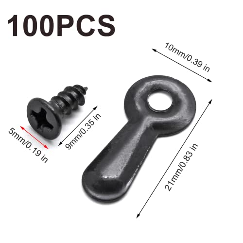100 Pieces Picture Frame Turn Button Fasteners Set with 100 Pieces Screws, Picture Frame Backing Clips Hardware for Hanging Pictures, Craft, Photos (Black)