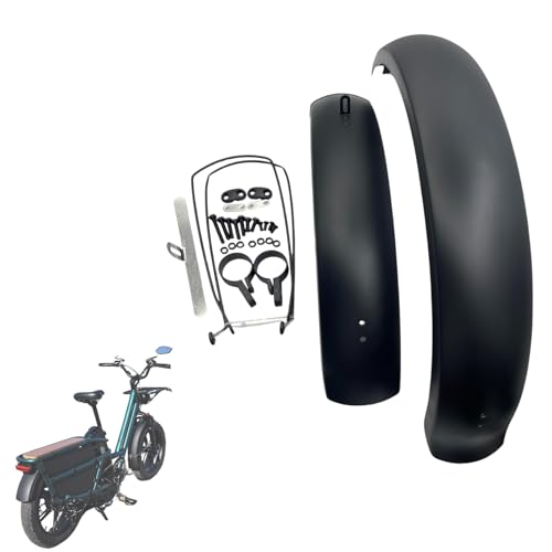 Fat Bike Fender Front and Rear Fender Set for Fat Tire Bike Wings Full Coverage Set for E-bike Mountain Bike (20"~26") (BLACK, 20 * 4.0INCH full cover)