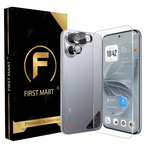 Image of FIRST MART Tempered Glass Camera Lens for Tecno Pova Curve 2 With Installation Kit | Militry-Grade Gorilla Screen Guard & Black Metal Camera Rings Lens Protector | Edge to Edge Coverage | Black