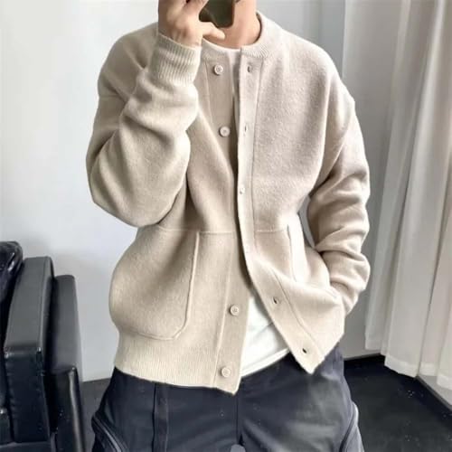 Men Casual Button Front Knit Cardigan Sweater Long Sleeve Ribbed Pockets Sweater3