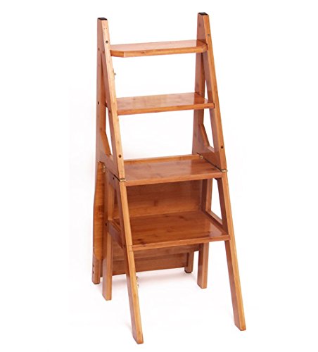 Taburetes escalonados de bambú plegables con estructura resistente de 4 escalones 5