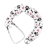 Rnyleeg Dog Paw Prints Stethoscope Cover Sleeve White Stethoscope Covers for Nurses Fit to All Types of Stethoscopes