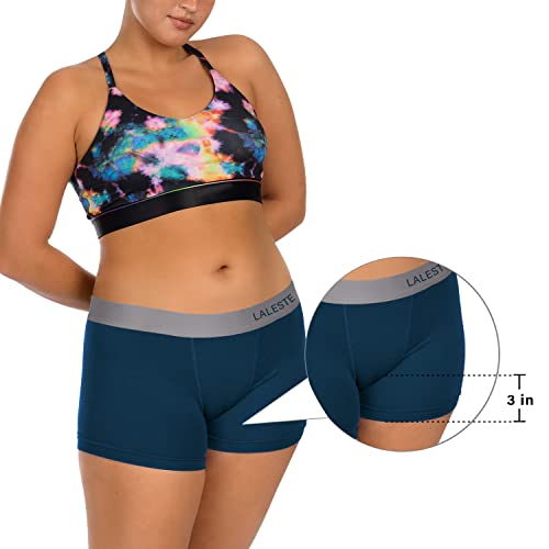 Laleste Women's Cotton Boxer Briefs 3" Inseam Anti Chafing Boy Shorts Panties 5 Pack #TOP3
