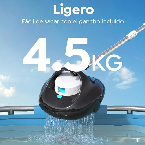 Miniatura 7 de Talosbo Pleco Se Robot Para Piscina, 130 Mins De Limpieza Potente, Carga Rápida En 2,5 H, Motores De Doble Tracción, Ideal Para Piscinas Elevadas Con Fondo Plano De Hasta 85 M