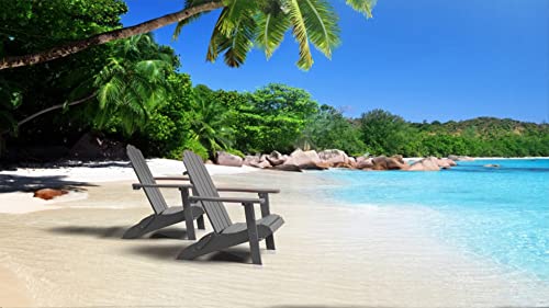 Polyteak Folding Adirondack Chair Set Of 2, Premium Weather Resistant Poly Lumber, Outdoor Patio Furniture, Up To 300 Lb Plastic Adirondack Chairs For Patio Garden Fire Pit, Classic Collection - Grey #TOP4