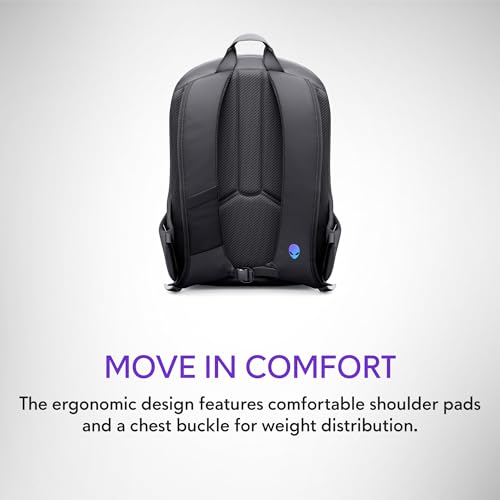 Alienware 16 Backpack - AW5625P - 21L Capacity, 3D Breathable mesh, Magnetic pocket organizers, RFID safe pocket, Weather resistant, 3D Iridescent reflective Alienware logo - Alienware Black - Image 4