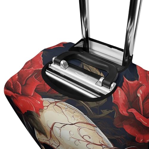 Skull Rose-Red Luggage Cover, Washable Elastic Suitcase Cover Protector Fit 18-32 Inch Luggage 5