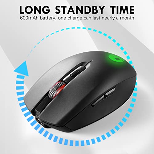 Jidohun Rf-618 Wireless Computer Mouse, 2.4G Portable Slim Cordless Mouse Less Noise For Laptop Optical Mouse With 4 Buttons, 600Mah Lithium Battery, Rechargeable, For Laptop, Desktop, Macbook #TOP3