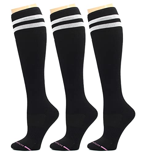 Dr. Motion Everyday Graduated Athletic Sports Compression Womens Knee-Hi Socks 3 Pairs With Sorbtek Wicking Yarn