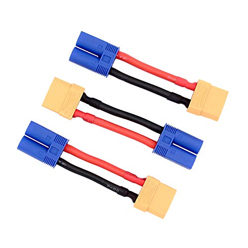 Cable adaptador EC5 a XT90 con silicona flexible 12awg para alta corriente en modelos RC 3