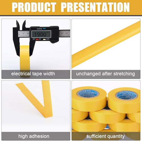 Image of Treela Yellow 66 ft 20 Rolls Electrical Tape 3 /4 Inch Vinyl Tape