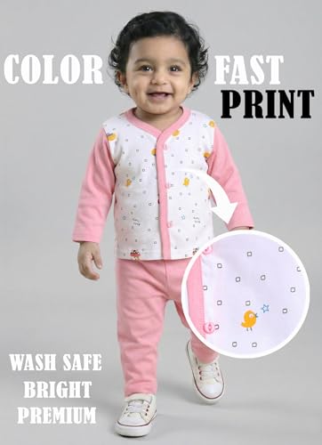 Image of Pure Cotton Full Sleeve Front Open T-shirt and Full Pant Combo Set for Infants
