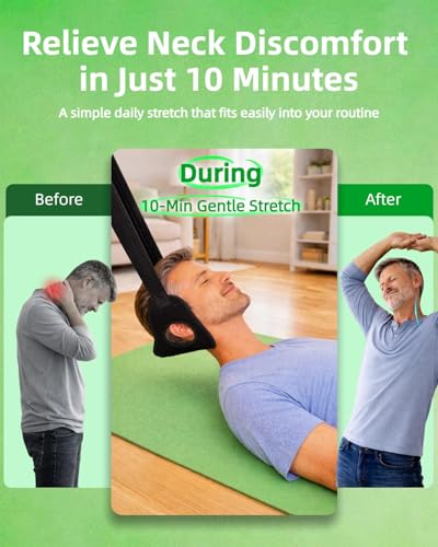 Image of Durchbruch Cervical Traction Neck Stretcher Hammock for Neck Pain Relief, Includes Removable Pads, Eye Mask, Earplugs & Storage Bag, Portable Neck Support Kit for Home or Travel Use