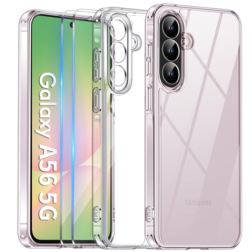 COPIKE Funda Protectora de Cámara para Samsung Galaxy A56 5G con 2 Protectores de Pantalla, Carcasa Delgada Anti-Amarillo Antigolpes, Antiarañazos PC Duro Respaldo, Transparente