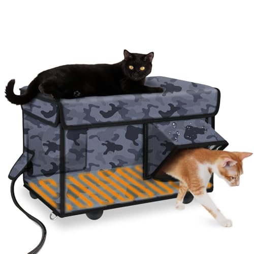Niche chauffante pour chat contre le froid et abri isolé étanche extérieur