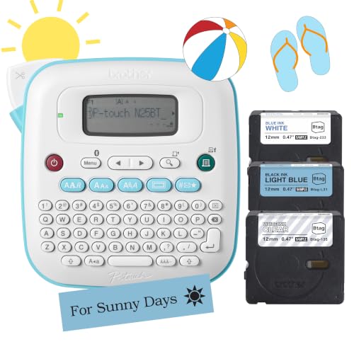 Image of Brother P-Touch -N25BTV3 Personal Connected Label Maker, Bluetooth (Bundle), Design&Print2 app, Portable, Handheld, 3 Sample Label Tapes Included, Prints with Btaga€ (12mm) Wide Tapes