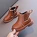 EnJoCho Little Girls Fashion Boots Girls Boys Children Ankle Boots Kids Low Heel Booties Fashion Side (Brown, 18-24 Months)