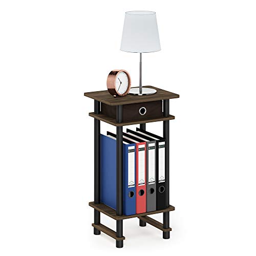 Image of Furinno Turn-N-Tube Tall End Table, Columbia Walnut /Black /Dark Brown
