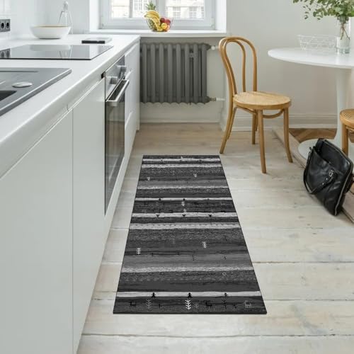 Alfombra de pasillo gris oscuro de 40x150 cm lavable para hogar 5