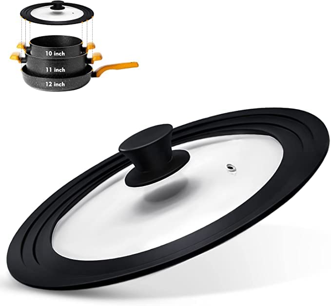 Tapa universal para ollas Ydeapi sartenes y skillets, tapa de olla con borde de silicona...