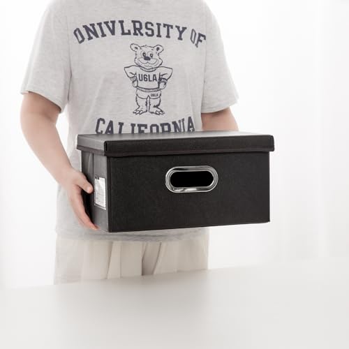 PRANDOM Aufbewahrungsbox mit Deckel Kleiner,Schwarz(1-stück) 34x24x17cm – Ansicht 6