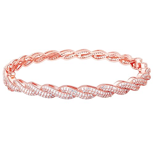 Image of GIVA 925 Silver Rose Gold Spiral Splendour Bangle,Fixed Size|Gifts for Women and Girls | With Certificate of Authenticity and 925 Stamp | 6 Months Warranty*