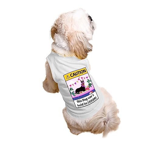Image of Ruse Can't Hold the Licker Printed Dog Round Neck Sleeveless Vest Tank T-Shirt /Tees Apparel /Clothes /Tees Gift for Dogs (White /S (Apso, Cocker Spaniel etc.)