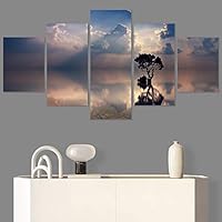 SIGNWIN 5 Panel Canvas Wall Art Modern Art Coastal Colorful Multicolor Photography Romantics Sunset for Home Decorations Ready to Hang - 60