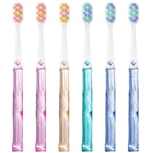 Image of Soft Bristle Toothbrush, Micro Nano Flossing Toothbrushes with Multi-Layered Shaped Bristles for Whiten Teeth and Removes Plaque, Designed for Sensitive Teeth & Gums-White Head