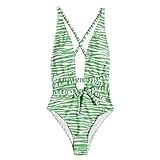 VEMOW Bikini Sexy con Estampado de Cuello Halter y Correa En V Profunda para Mujer Bikini Mujer Militar(c-Verde,M)