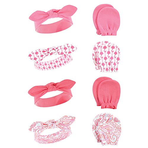 Image of Hudson Baby Baby Girls' Cotton Headband and Scratch Mitten Set