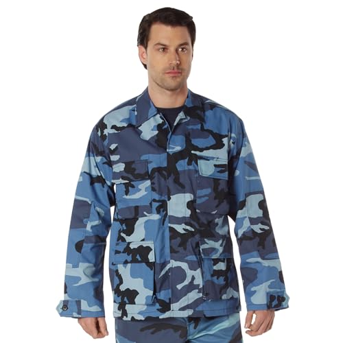 Image of Rothco BDU Uniform Shirt | Men's Long Sleeve Tactical Cargo Overshirt Utility Hunting Fishing Shacket Button Down Jacket with 4 Pockets
