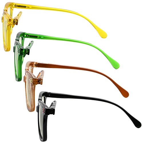 CessBlu 4 Pack Square Anti Blue Light Blocking Glasses for Women Readers, 4pc-mix, +0.0 - Image 3