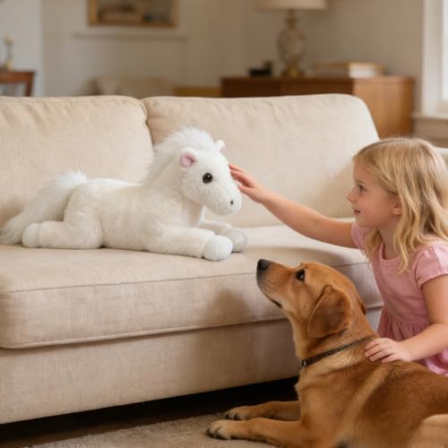 Cheval en peluche déco de salon et chambre doudou pour lit