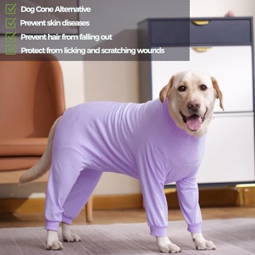 Image of Dog Recovery Suit, Large Medium Pet Onesie Bodysuit for Shedding, Prevent Licking, Wound Protection, Cone Alternative, Dog Shirt Pajamas (Violet, X-Large)